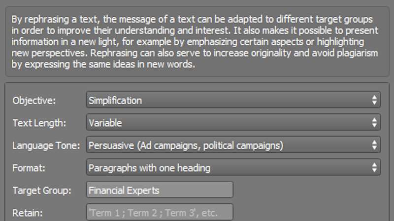 Rephrase your text with VIVA AI