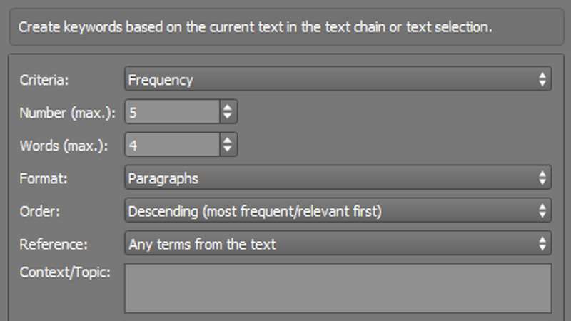 Create keywords with VIVA AI